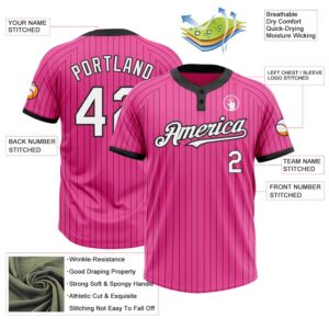 Pink Black Pinstripe White Two Button Unisex Softball Jersey Custom Team Softball Jersey 3 e6ulip.jpg