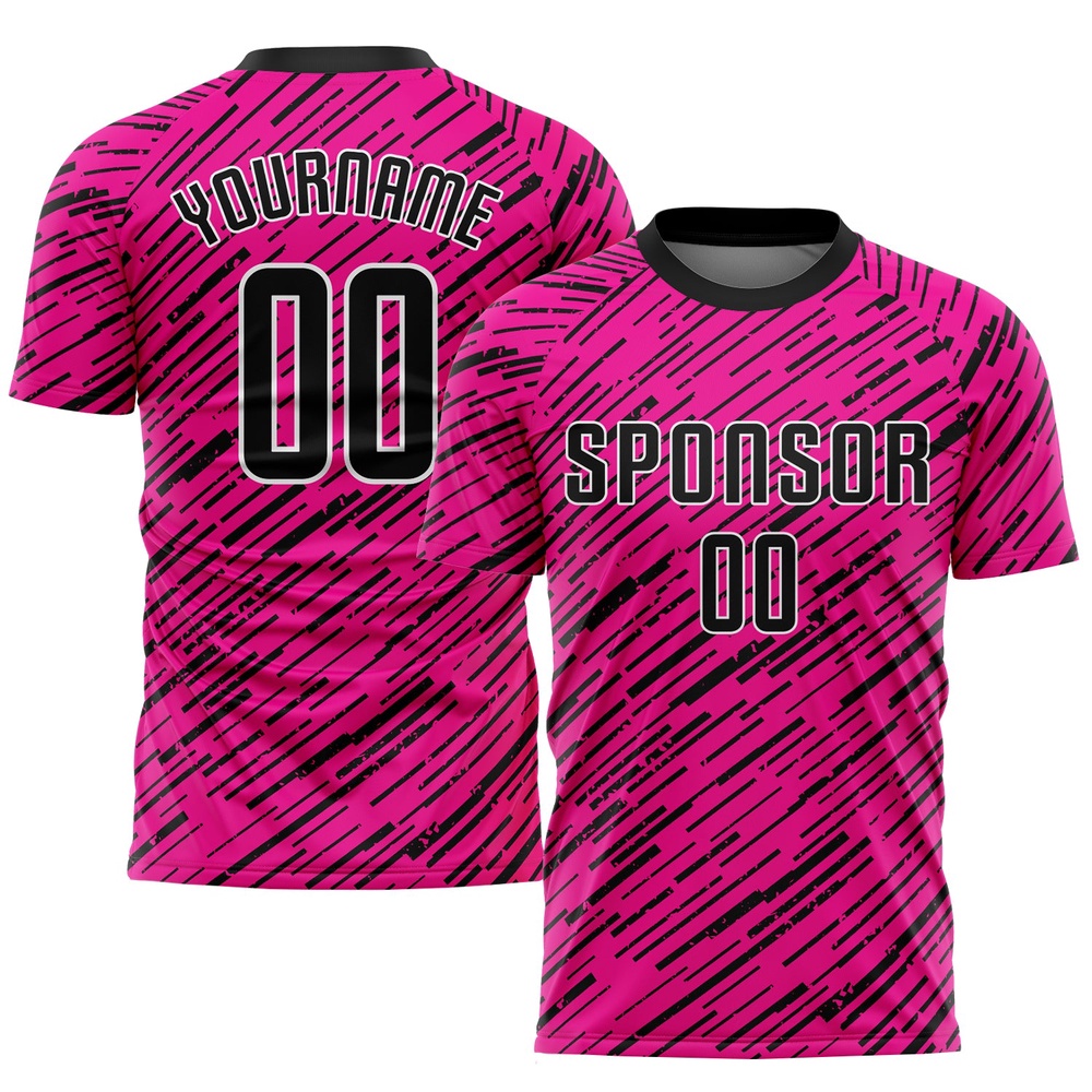 Pink Black White Sublimation Soccer Uniform Jersey, Custom Team Soccer Jersey Shirt