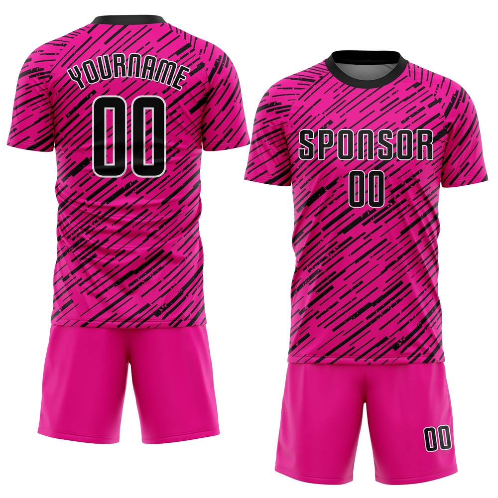 Pink Black White Sublimation Soccer Uniform Jersey, Custom Team Soccer Jersey Shirt