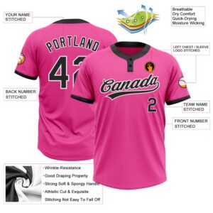 Pink Black White Two Button Unisex Softball Jersey Custom Team Softball Jersey 3 ujupgk.jpg