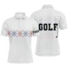 Pink Argyle Plaid Pattern Men’s Golf Polos Shirts Custom Golf Shirts For Men, Golf Polo Shirt, Golf Shirts