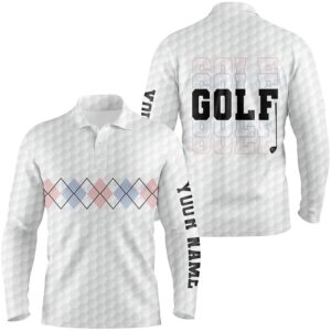 Pink Blue Argyle Pattern Men’s Golf Polo&hellip;