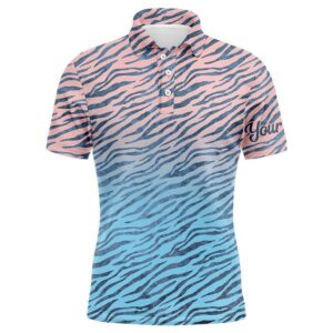 Pink Blue Tiger Pattern Men’s Golf Polo&hellip;