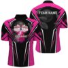 Pink Bowling Team Shirts For Men And Women, Bowling Ball Pattern Bowlers Outfits, Custom Bowling Team Jersey Shirt