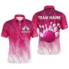 Pink Bowling Shirt Camo Funny Bowling Polo Shirt For Men Polo Shirt Bowling Team League, Personalized Bowling Team Shirt