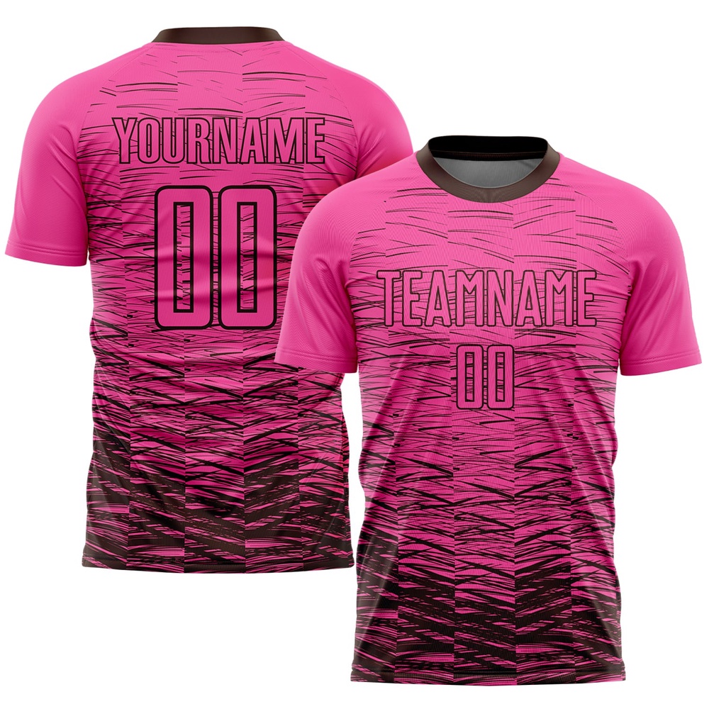 Pink Brown Sublimation Soccer Uniform Jersey, Custom Team Soccer Jersey Shirt