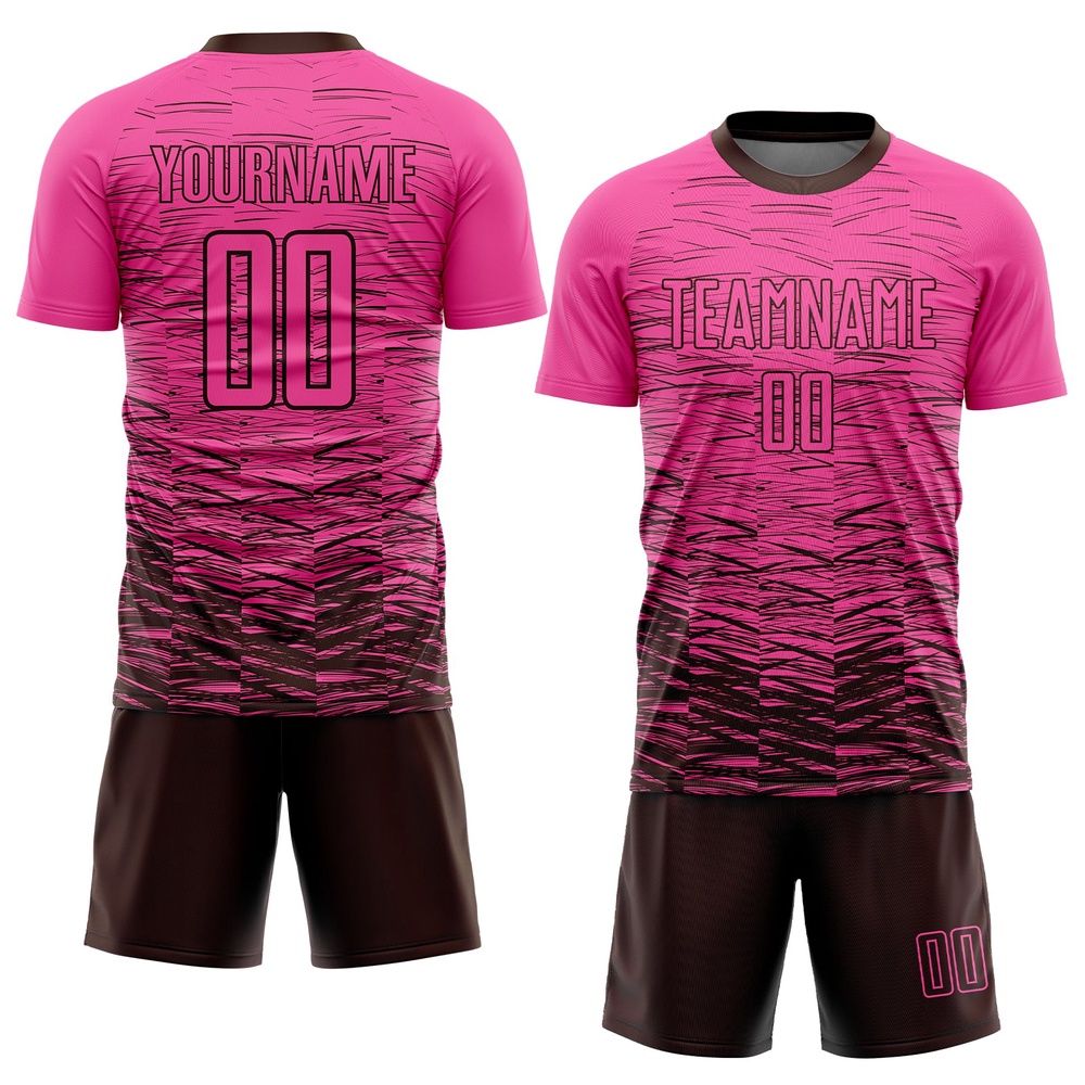 Pink Brown Sublimation Soccer Uniform Jersey, Custom Team Soccer Jersey Shirt