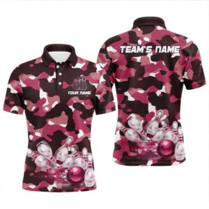 Pink Camo Bowling Shirts For Men Custom&hellip;