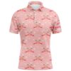 Pink Cute Easter Eggs & Bunnies Men’s Golf Polo Shirt Custom Easter Day Golf Tops For Men Golf Gifts, Golf Polo Shirt, Golf Shirts