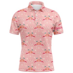 Pink Christmas Flamingos Men’s Golf Polo Shirt&hellip;