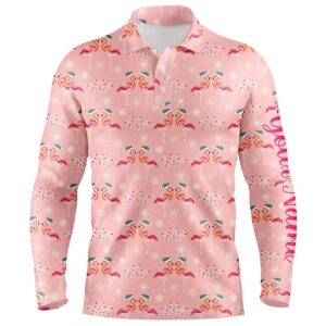 Pink Christmas Flamingos Men’s Golf Polo Shirt&hellip;