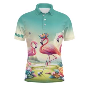 Pink Flamingo Tropical Men’s Golf Polo Shirts&hellip;