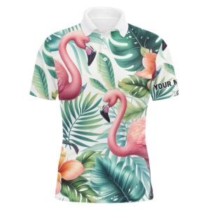 Pink Flamingo Tropical Pattern Men’s Golf Polo&hellip;