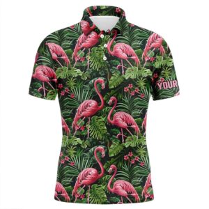 Pink Flamingo Tropical Pattern Men’s Golf Polo&hellip;