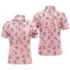 Pink Funny Easter Eggs & Bunnies Men’s Golf Polo Shirt Custom Easter Day Golf Tops For Men, Golf Polo Shirt, Golf Shirts