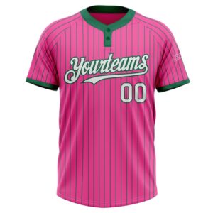 Pink Kelly Green Pinstripe White Two Button Unisex Softball Jersey Custom Team Softball Jersey 2 g8o4ym.jpg
