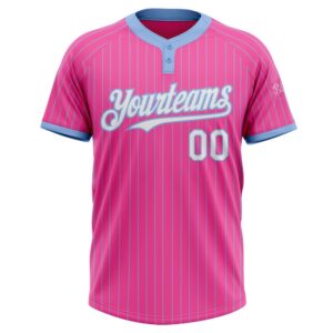 Pink Light Blue Pinstripe White Two Button Unisex Softball Jersey Custom Team Softball Jersey 2 pbuouq.jpg