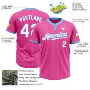 Pink Light Blue Pinstripe White Two Button Unisex Softball Jersey Custom Team Softball Jersey 3 hqfgzd.jpg