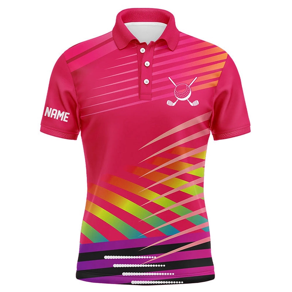 Pink Men’s Golf Polo Shirts Custom Name Golf Shirts For Men, Golf Polo Shirt, Golf Shirts