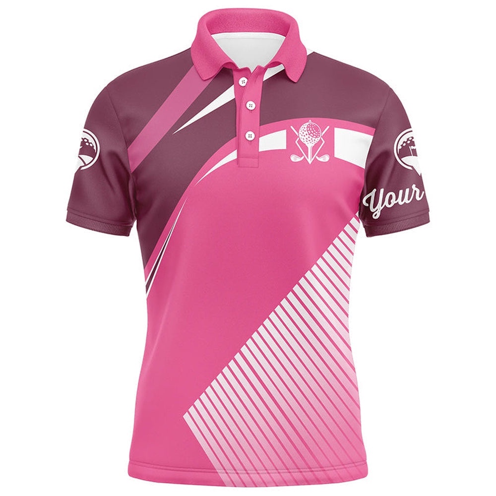 Pink Men’s Golf Polos Shirts Custom Golf Tops For Men’s, Personalized Unique Golf Gifts, Golf Polo Shirt, Golf Shirts