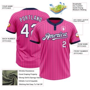 Pink Navy Pinstripe White Two Button Unisex Softball Jersey Custom Team Softball Jersey 3 slolq7.jpg