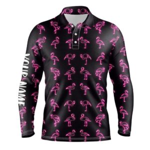 Pink Neon Flamingos Pattern Men s Golf Polo Shirt Custom Team Flamingo Golfer Gifts Golf Polo Shirt Golf Shirts 2 plboyh.jpg