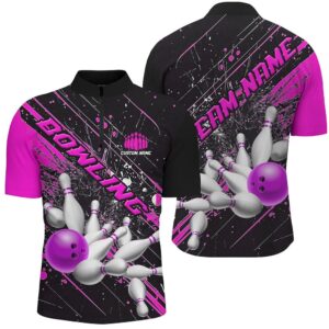 Pink Purple Strike Bowling Team Shirts For&hellip;