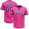 Pink Purple Pinstripe White Two Button Unisex Softball Jersey, Custom Team Softball Jersey