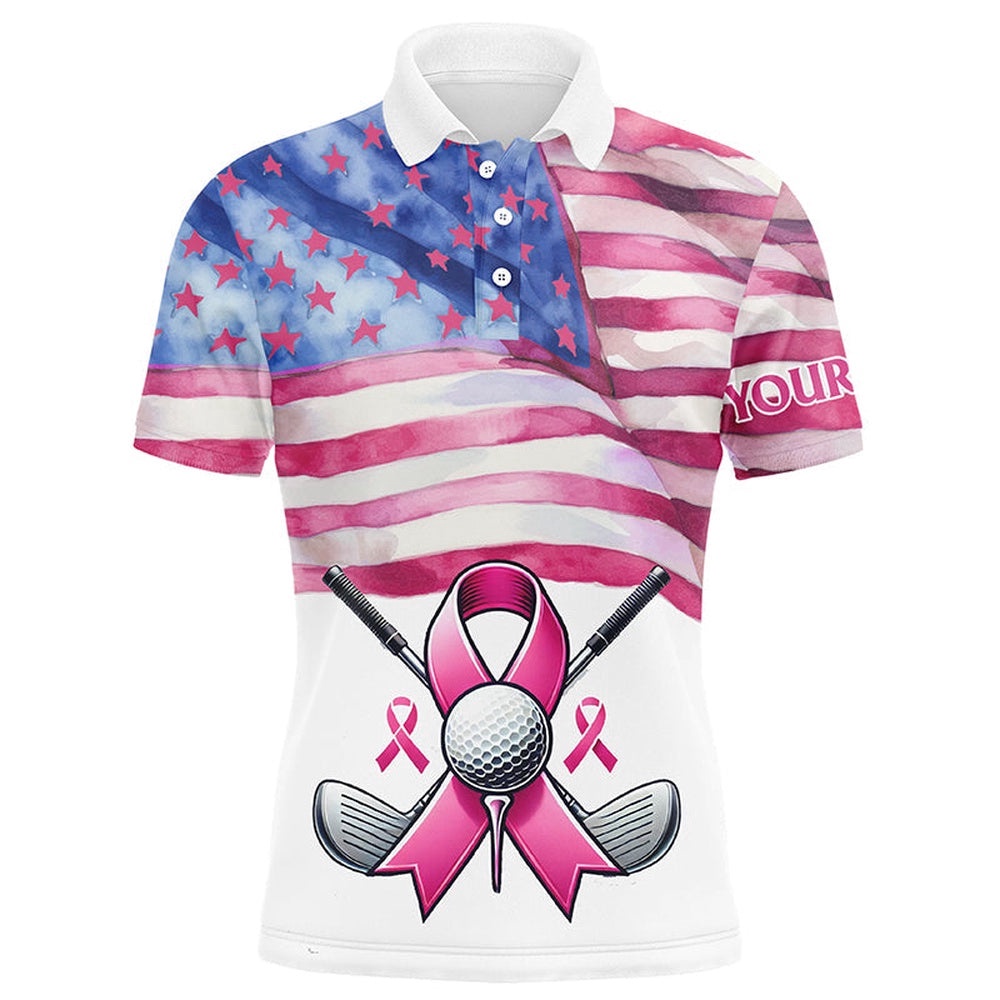Pink Ribbon American Flag Men Golf Polo Shirts Custom Breast Cancer Awareness Golf Shirts, Golf Polo Shirt, Golf Shirts Pink Ribbon American Flag Men Golf Polo Shirts Custom Breast Cancer Awareness Golf Shirts, Golf Polo Shirt, Golf Shirts
