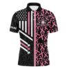 Pink Ribbon Pattern Breast Cancer Awareness Golf Shirts Custom Name Men’s Golf Polo Shirts, Golf Polo Shirt, Golf Shirts