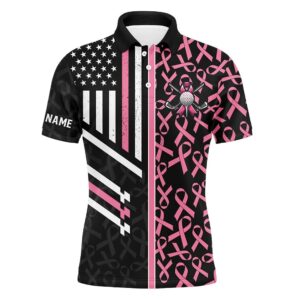 Pink Ribbon Pattern American Flag Men Golf&hellip;