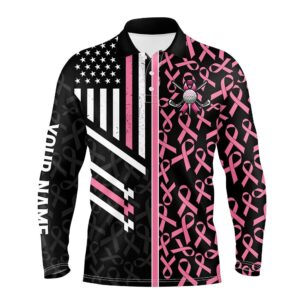 Pink Ribbon Pattern American Flag Men Golf&hellip;