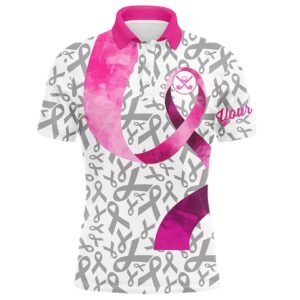 Pink Ribbon Pattern Men Golf Polo Shirts&hellip;