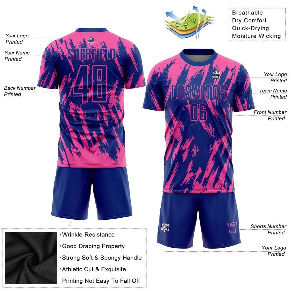 Pink Royal Sublimation Soccer Uniform Jersey, Custom Team Soccer Jersey Shirt