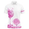 Pink Ribbons Breast Cancer Awareness Pattern Men’s Golf Polo Shirts Custom Golf Apparel For Men’s, Golf Polo Shirt, Golf Shirts