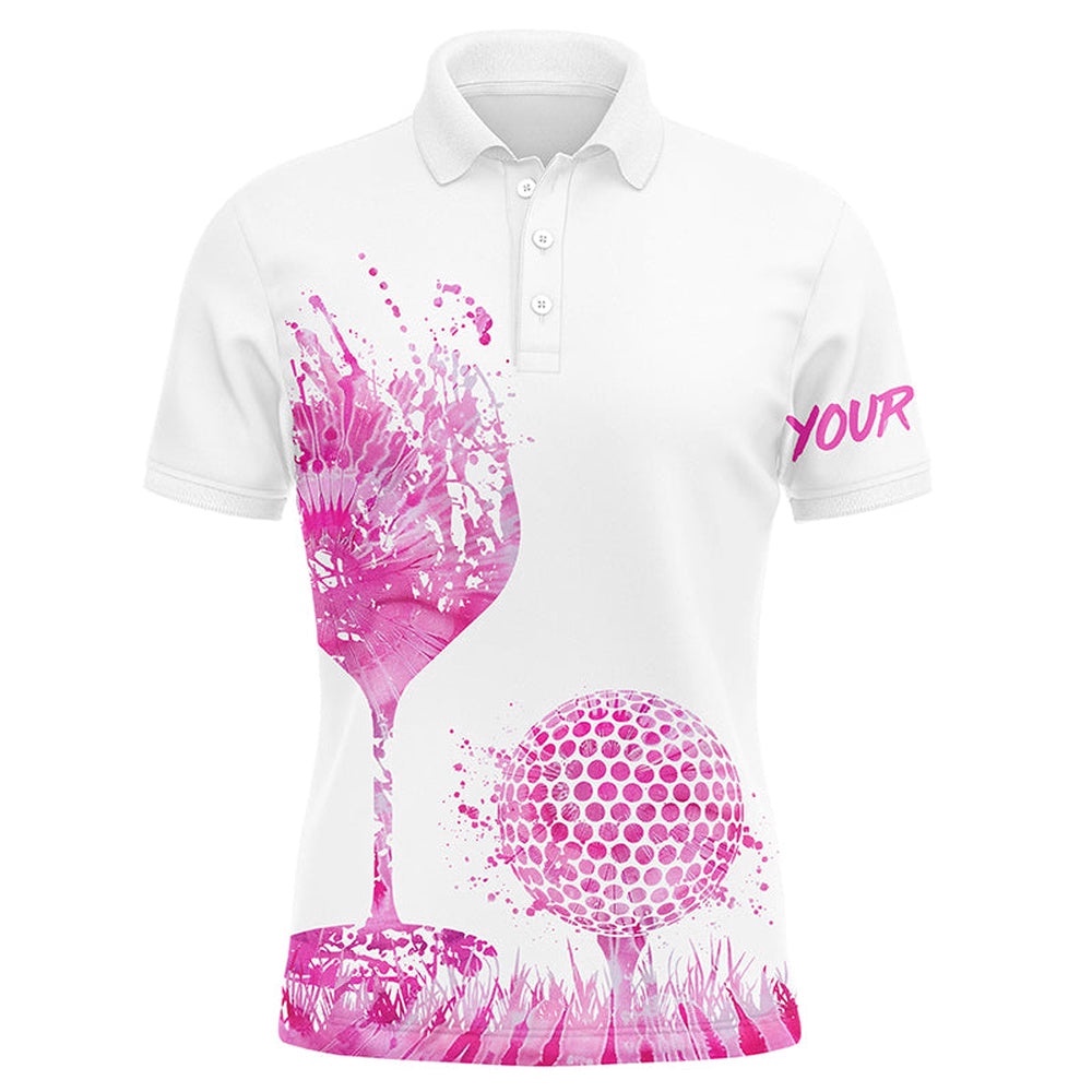 Pink Tie Dye Golf Wine Men’s Golf Polo Shirts Custom Golf Attire For Men, Golf Polo Shirt, Golf Shirts