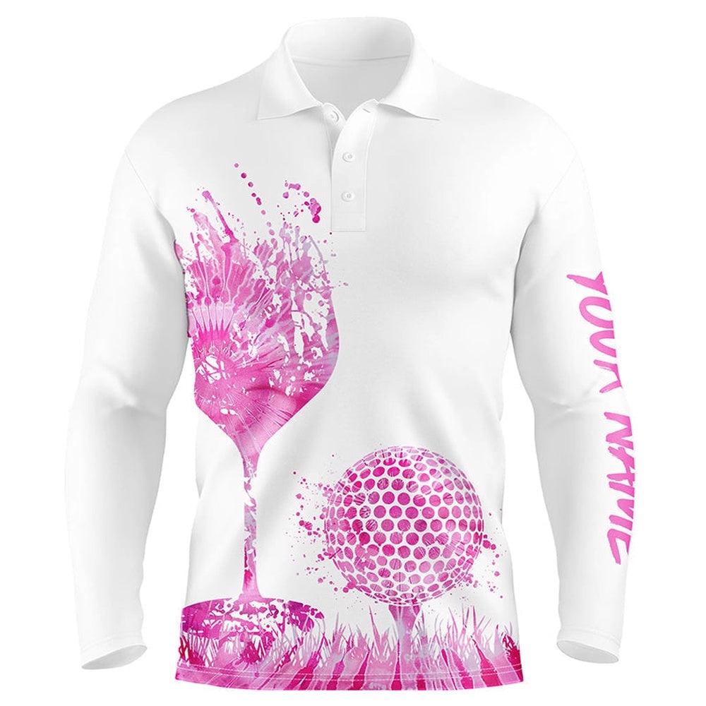 Pink Tie Dye Golf Wine Men’s Golf Polo Shirts Custom Golf Attire For Men, Golf Polo Shirt, Golf Shirts