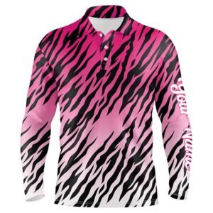 Pink Tiger Stripes Pattern Men’s Golf Polo&hellip;
