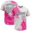 Pink White Black Light Blue Two Button Unisex Softball Jersey, Custom Team Softball Jersey
