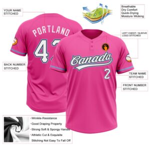 Pink White Black Light Blue Two Button Unisex Softball Jersey Custom Team Softball Jersey 3 lsdim9.jpg