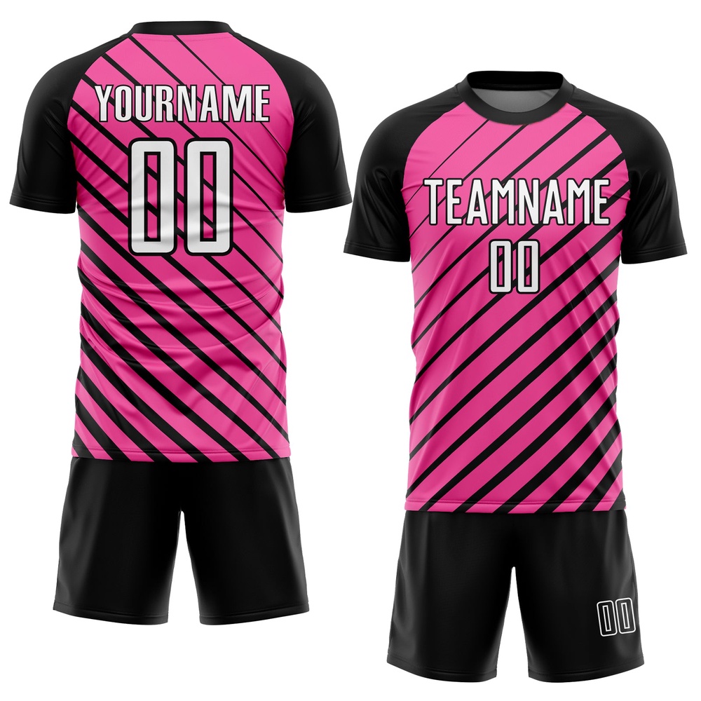 Pink White Black Sublimation Soccer Uniform Jersey, Custom Team Soccer Jersey Shirt