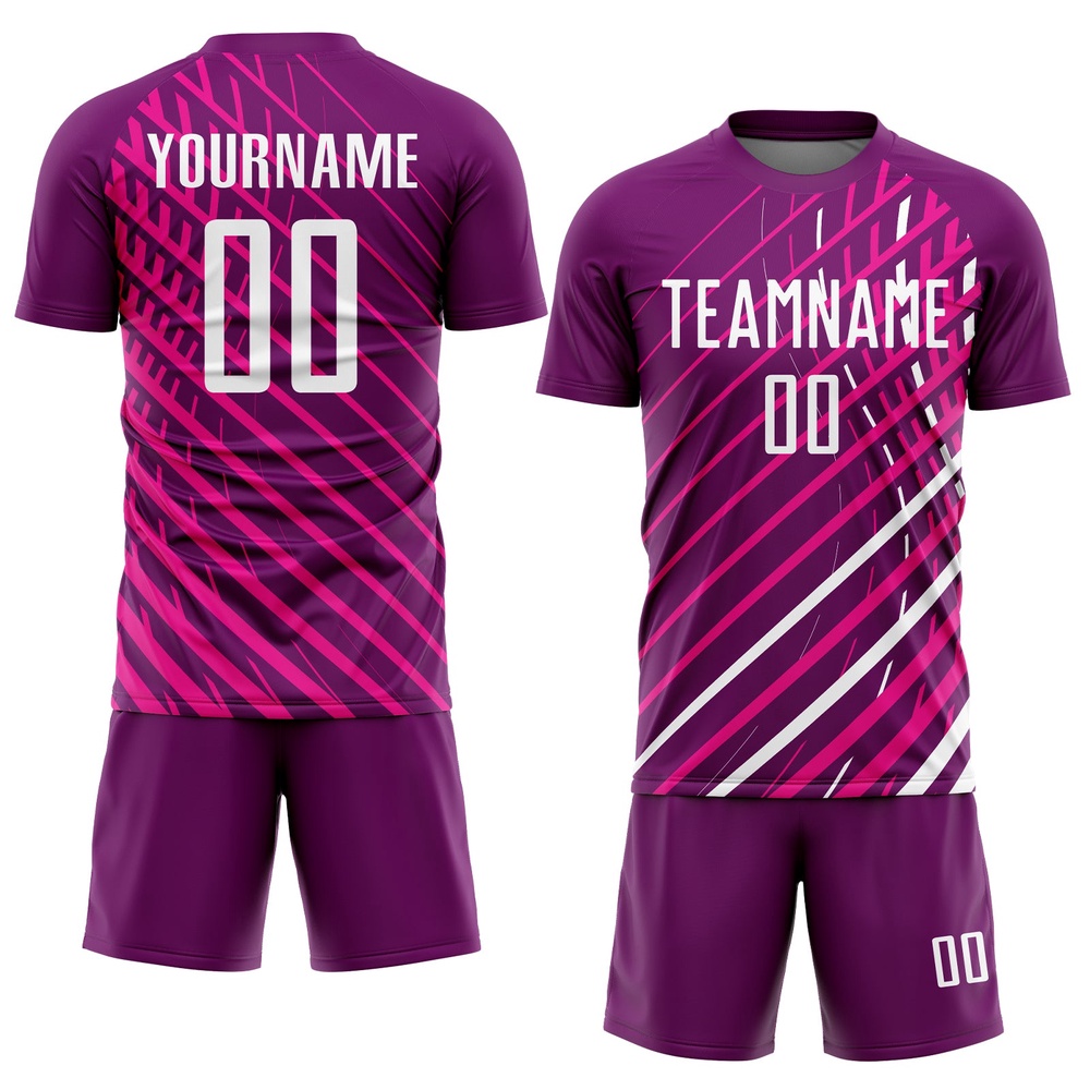 Pink White Crimson Sublimation Soccer Uniform Jersey, Custom Team Soccer Jersey Shirt