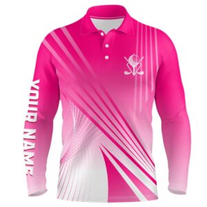 Pink White Gradient Men’s Golf Polo Shirts&hellip;