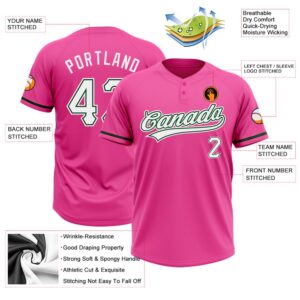 Pink White Green Two Button Unisex Softball Jersey Custom Team Softball Jersey 3 htbmmj.jpg
