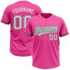 Pink White Light Blue Two Button Unisex Softball Jersey, Custom Team Softball Jersey
