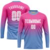 Pink White Kelly Green Sublimation Long Sleeve Fade Fashion Soccer Uniform Jersey, Custom Team Soccer Jersey Shirt
