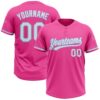 Pink White Kelly Green Two Button Unisex Softball Jersey, Custom Team Softball Jersey