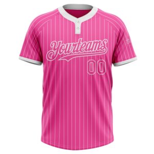 Pink White Pinstripe White Two Button Unisex Softball Jersey Custom Team Softball Jersey 2 pcumb2.jpg