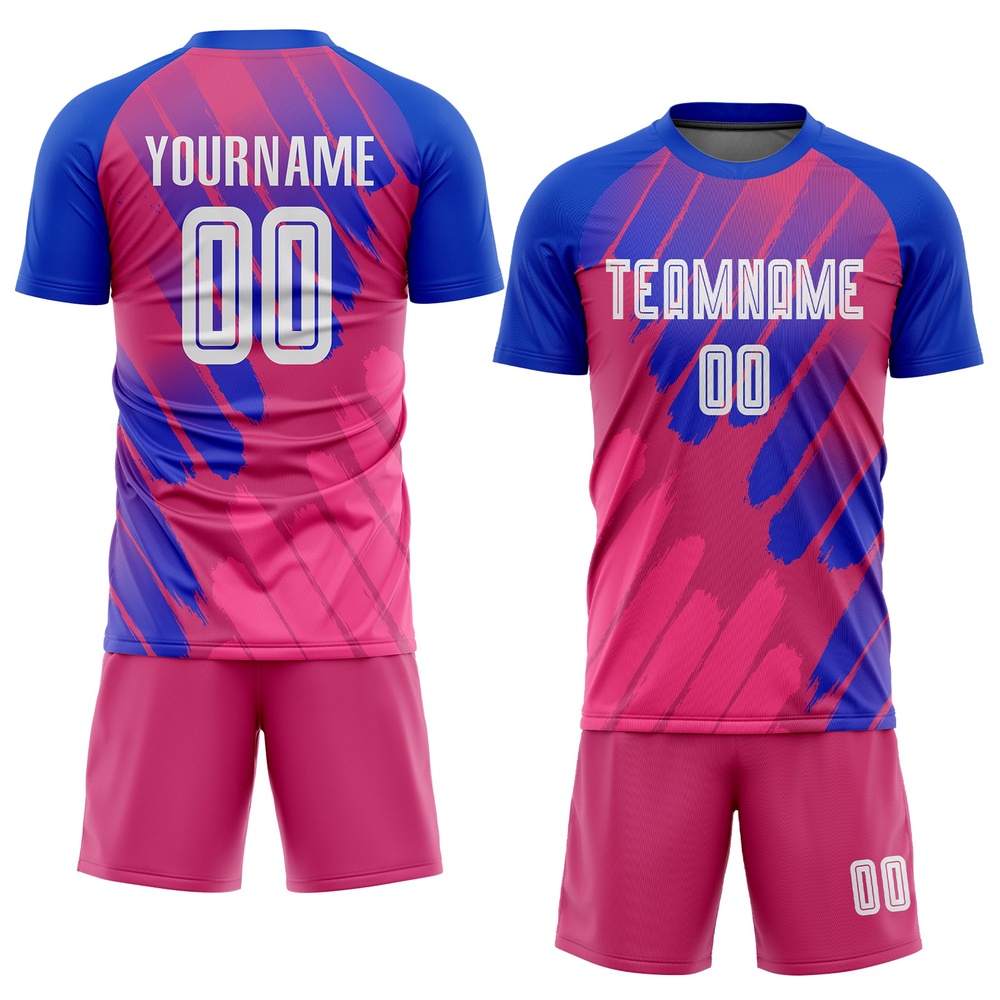 Pink White Royal Third Sublimation Soccer Uniform Jersey, Custom Team Soccer Jersey Shirt