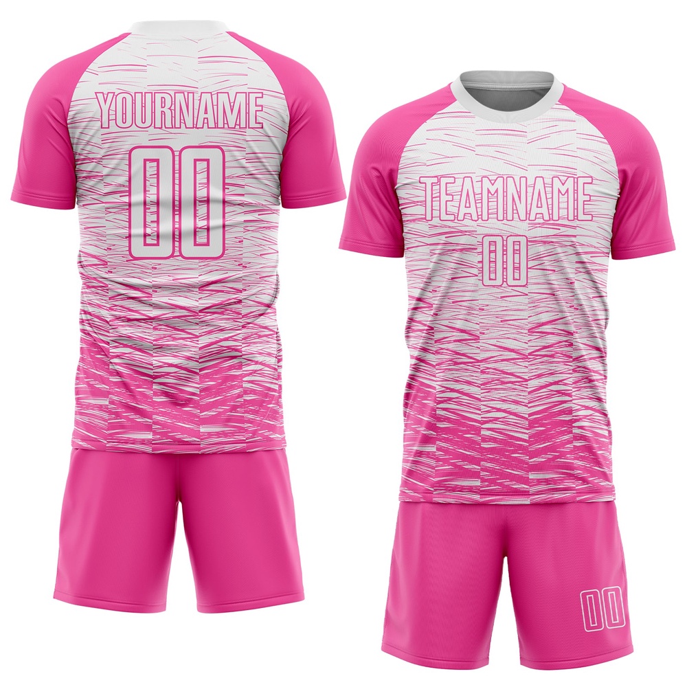 Pink White Sublimation Soccer Uniform Jersey, Custom Team Soccer Jersey Shirt